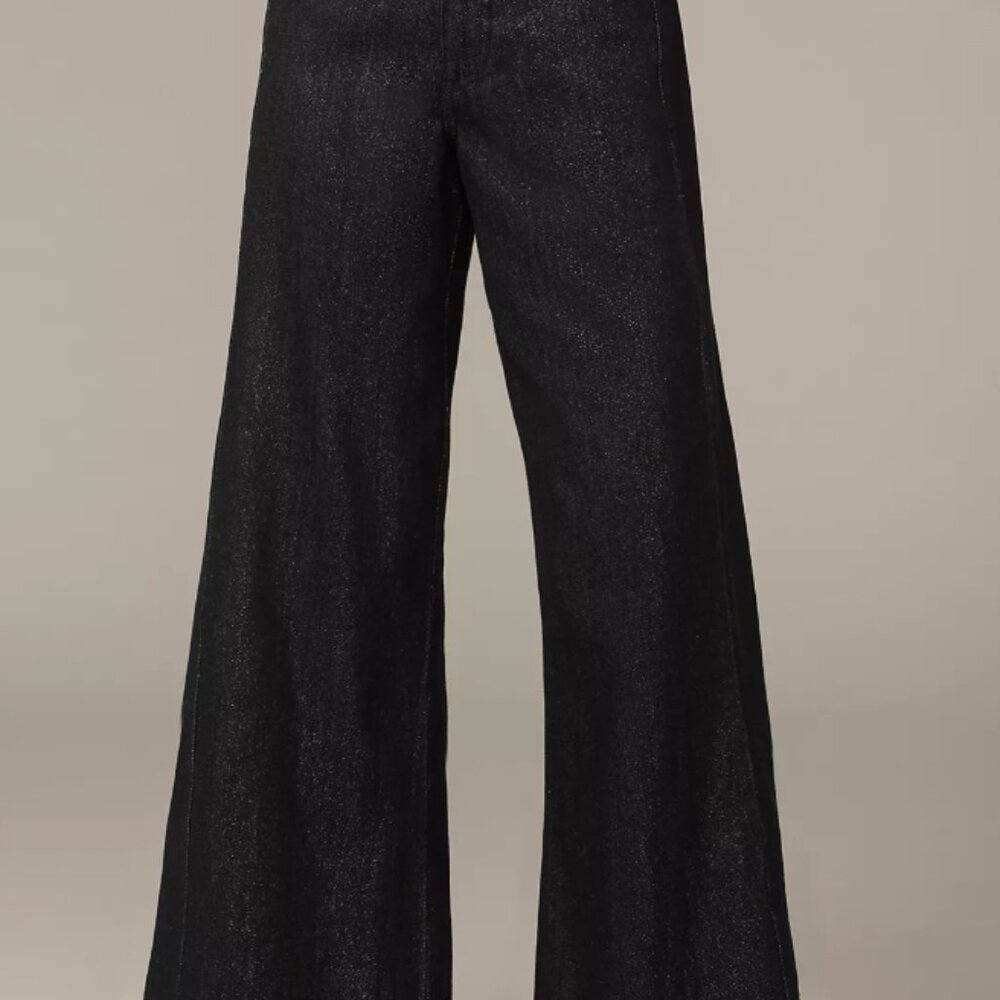 NWT The Adi Mid-Rise Frayed Relaxed Flare Pants by Pilcro: Sparkle Edition - Picture 7 of 9